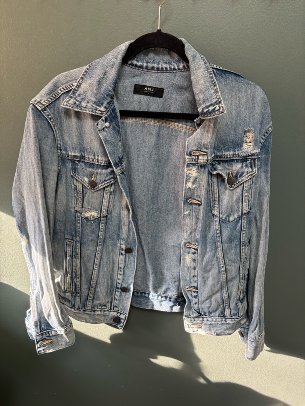 ABLE The Merly Distressed Jean Jacket Small